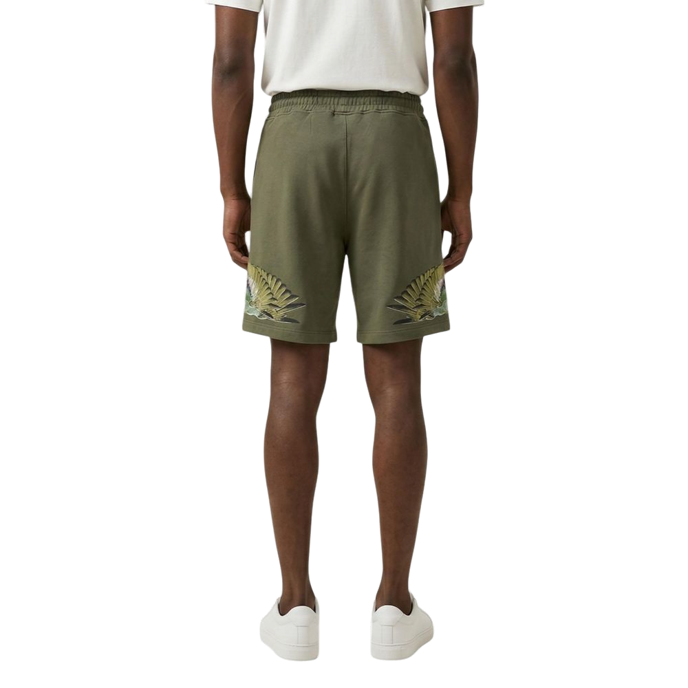 County Of Milan Embroidered Bird Motif Cotton Bermuda Shorts — Green, view 3
