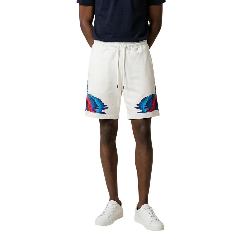 County Of Milan Wing-Graphic Cotton Bermuda Shorts — White by County Of Milan