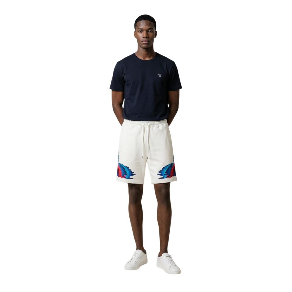County Of Milan Wing-Graphic Cotton Bermuda Shorts — White, view 2