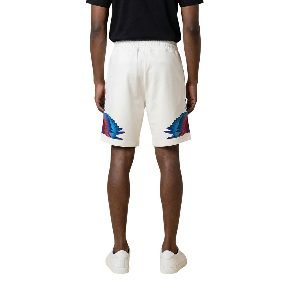 County Of Milan Wing-Graphic Cotton Bermuda Shorts — White, view 3