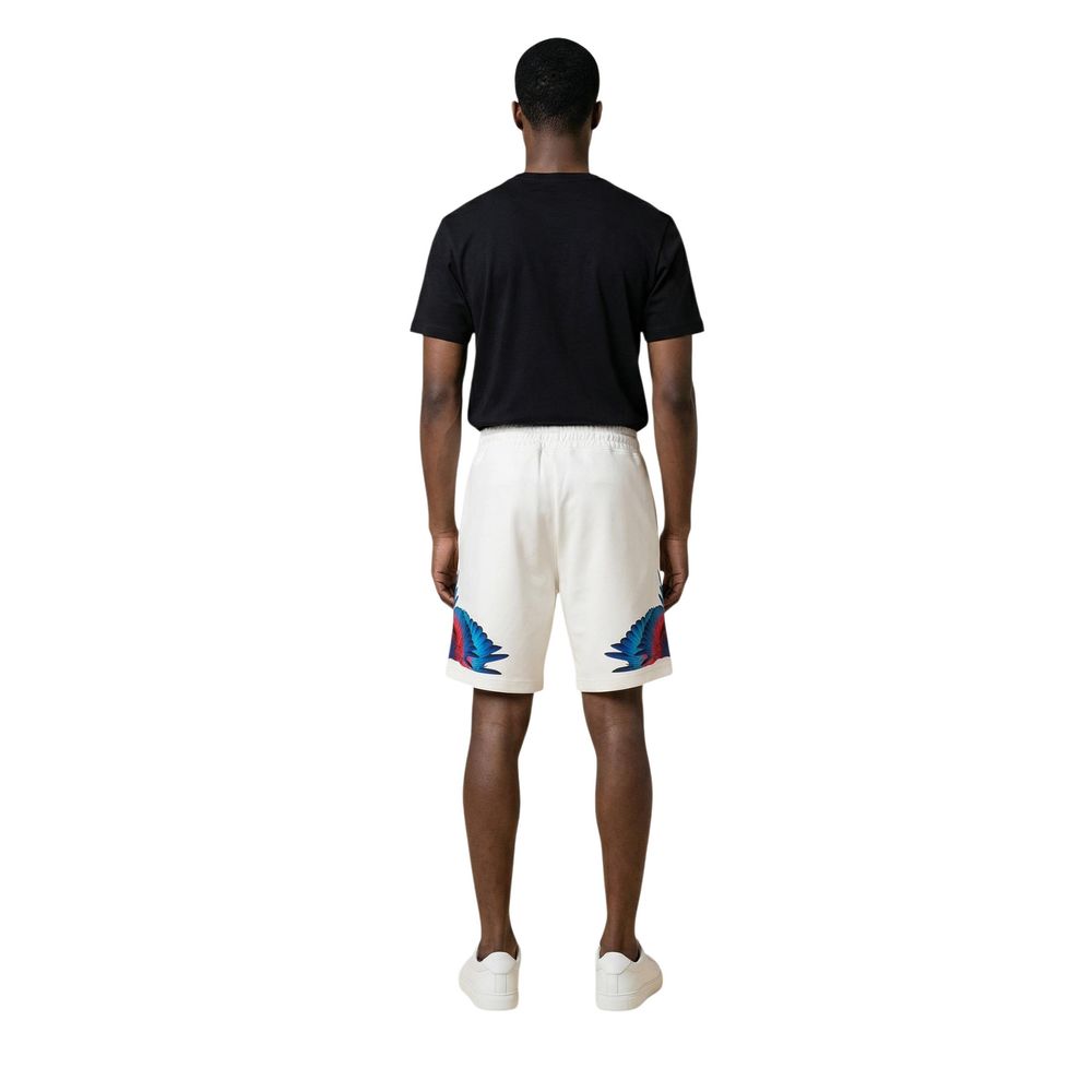 County Of Milan Wing-Graphic Cotton Bermuda Shorts — White, view 4