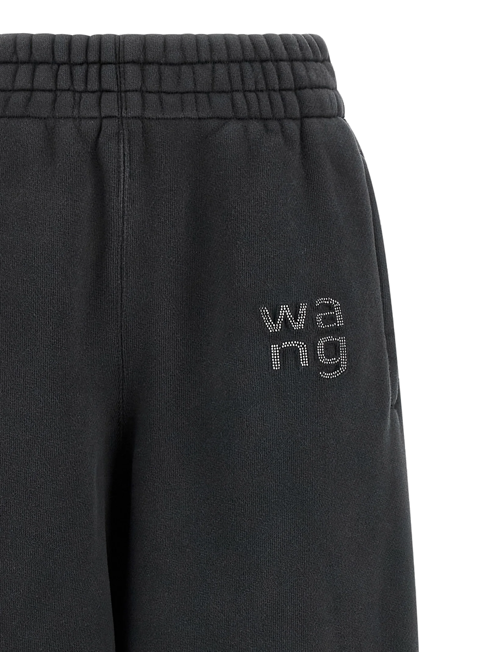 T By Alexander Wang Rhinestone Logo Cotton Joggers — Black, view 3