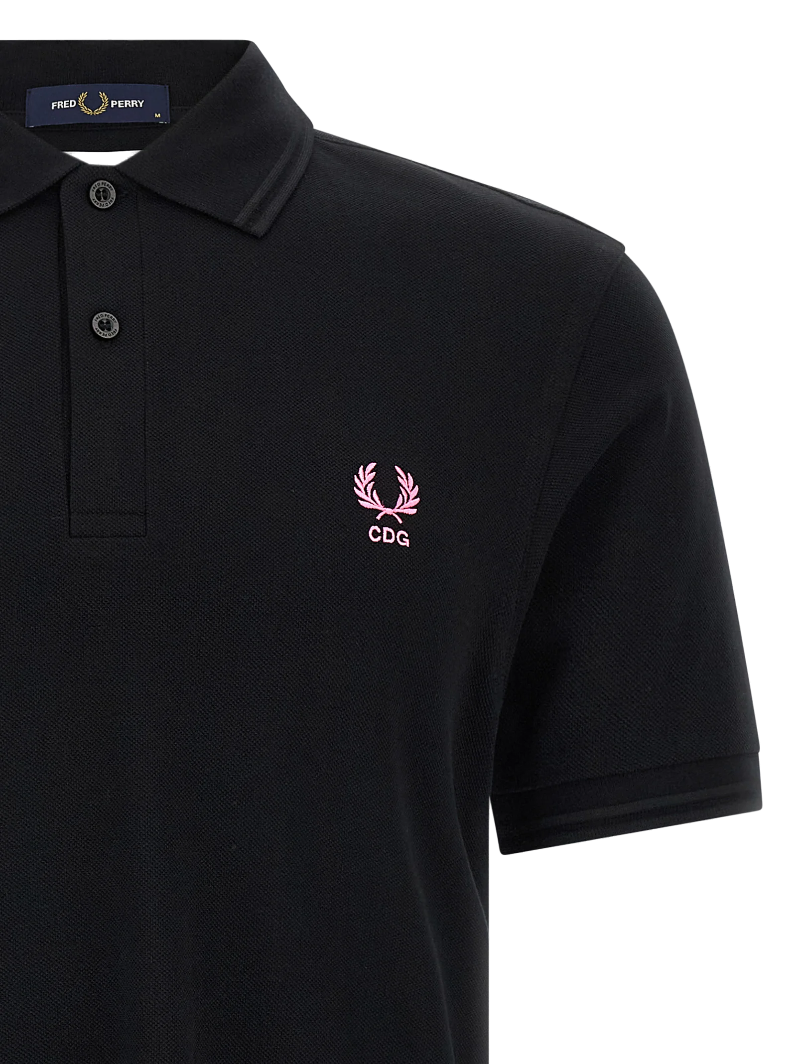 Comme des Garçons Embroidered Logo Cotton Piqué Polo — Black, view 3