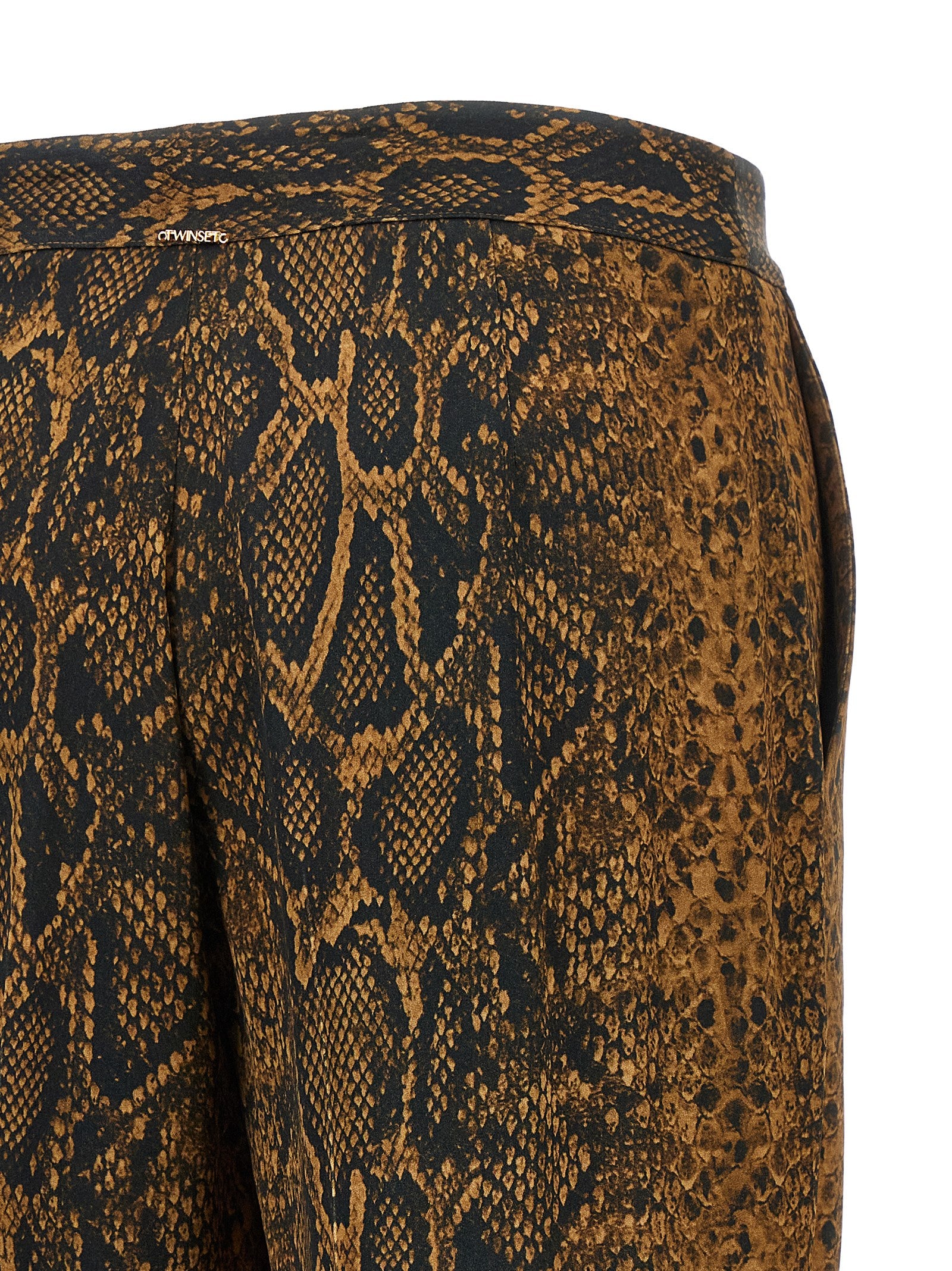 Twin Set Python Print Trousers — Camel, view 4