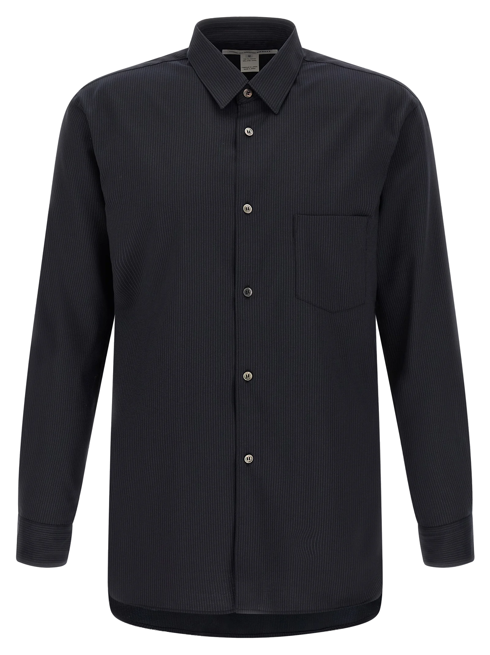 Comme des Garçons Pinstripe Wool Blend Shirt — Navy by Comme Des Garcons