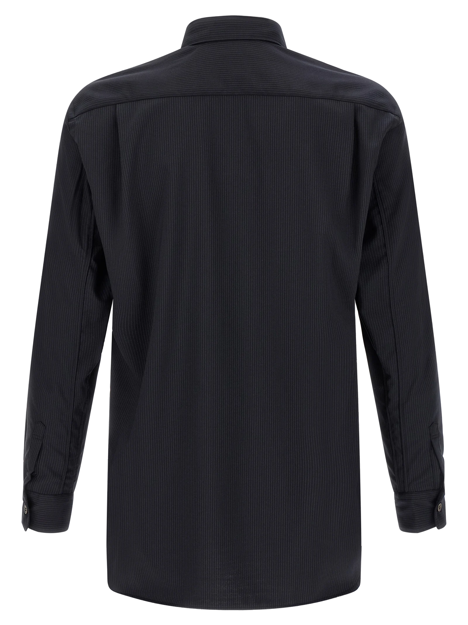 Comme des Garçons Pinstripe Wool Blend Shirt — Navy, view 2