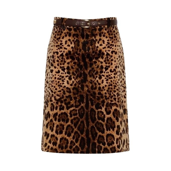 Max Mara Leopard-Print Velvet Skirt — Brown by Max Mara