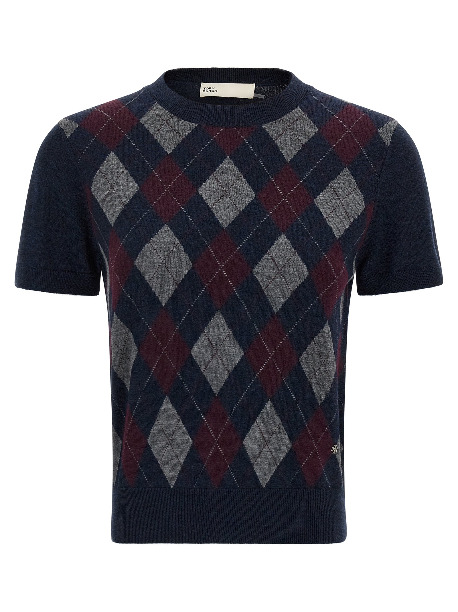 Tory Burch Argyle Merino Wool Sweater — Navy by Tory Burch