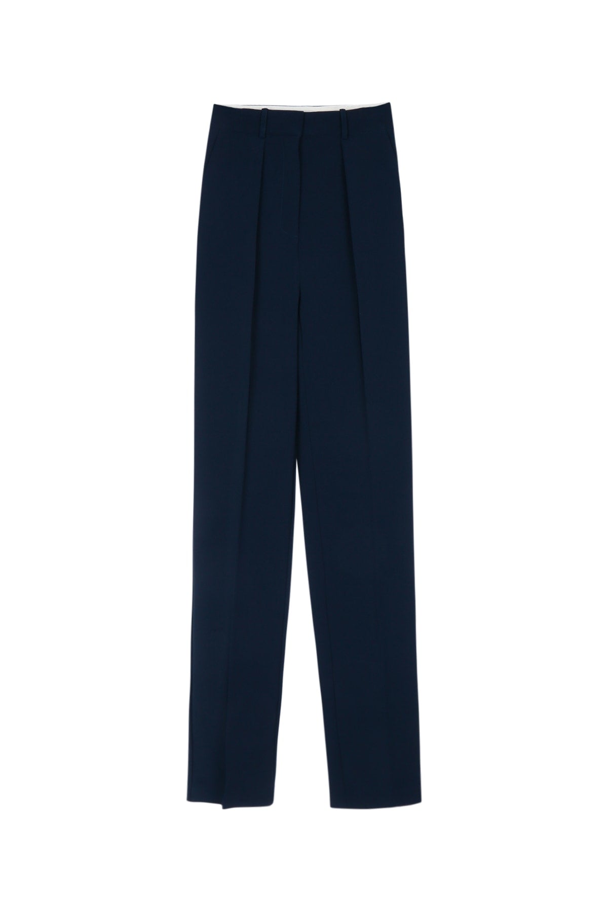 Elisabetta Franchi High-Waist Pleated Trousers — Navy by Elisabetta Franchi