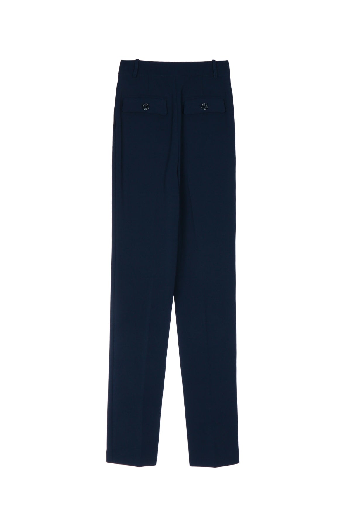 Elisabetta Franchi High-Waist Pleated Trousers — Navy, view 2