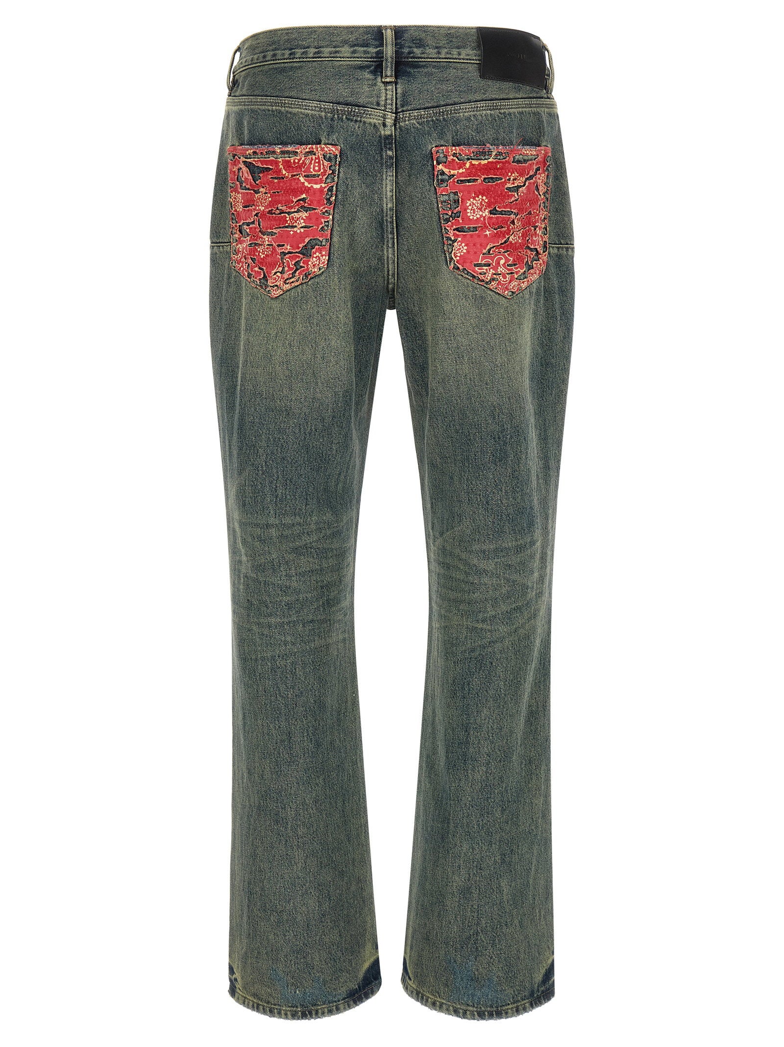 Purple Distressed Quilted-Insert Bootcut Jeans — Blue, view 2
