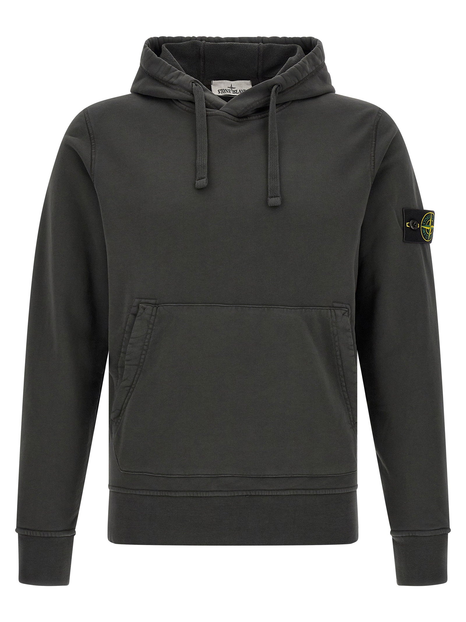 Stone Island Organic Cotton, Garment-Dyed Hoodie — Grey - M by Stone Island