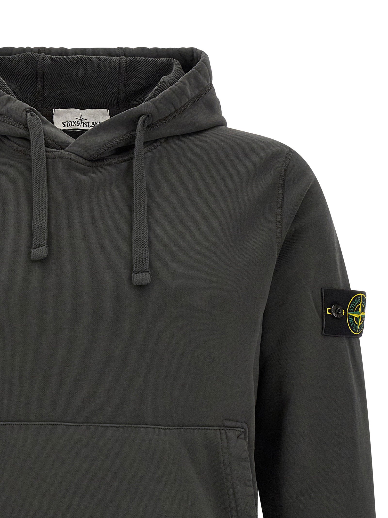 Stone Island Organic Cotton, Garment-Dyed Hoodie — Grey - M, view 3
