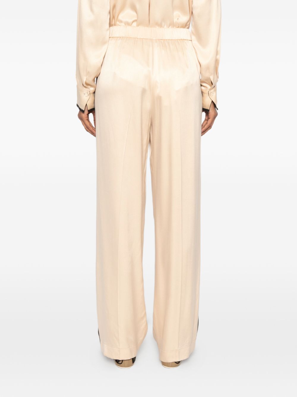 Forte Forte Side-Stripe Satin Trousers — Beige, view 3