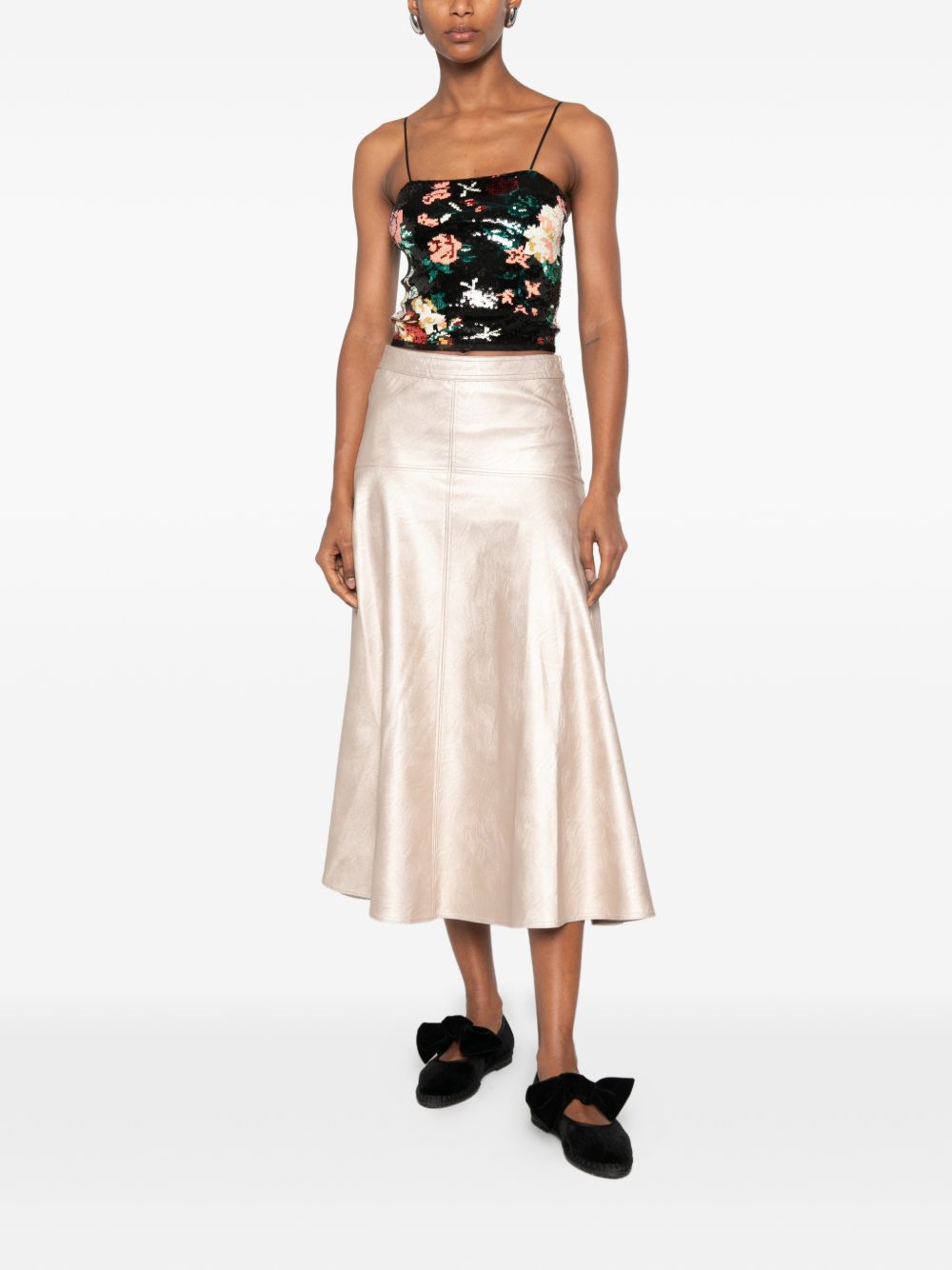 Forte Forte Metallic Eco Leather Skirt — Silver, view 2