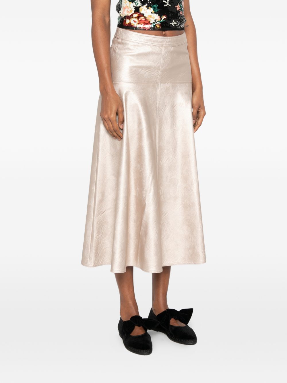 Forte Forte Metallic Eco Leather Skirt — Silver, view 3