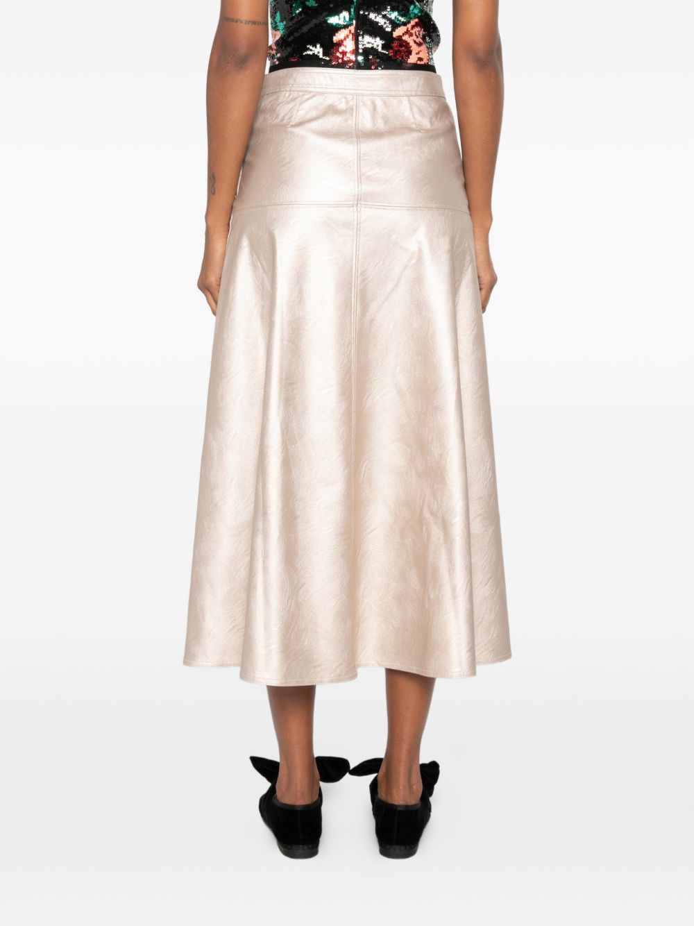 Forte Forte Metallic Eco Leather Skirt — Silver, view 4