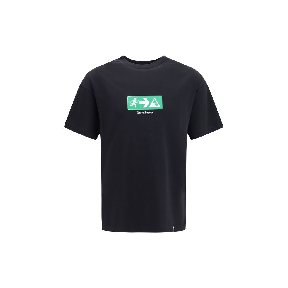 Palm Angels Logo-Print Cotton T-Shirt — Black by Palm Angels