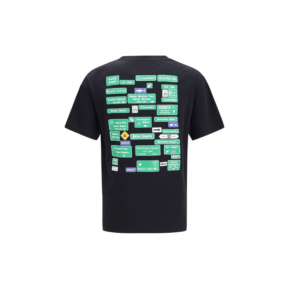 Palm Angels Logo-Print Cotton T-Shirt — Black, view 2