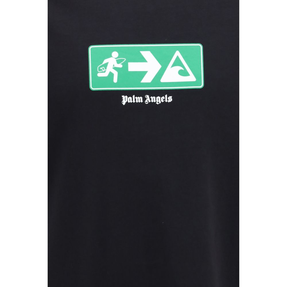 Palm Angels Logo-Print Cotton T-Shirt — Black, view 3