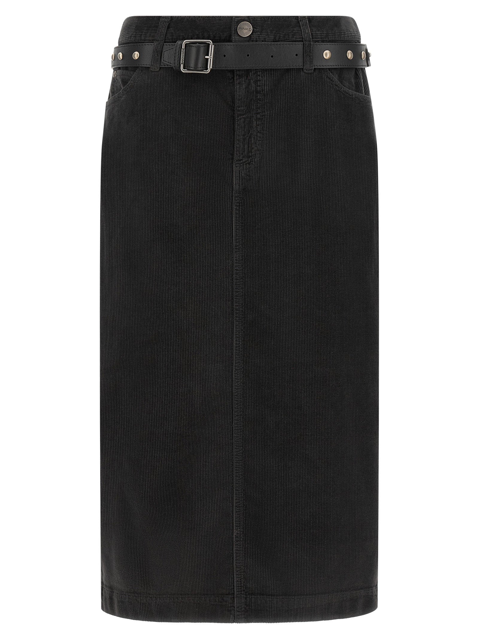 Pinko Corduroy Midi Skirt — Black by Pinko