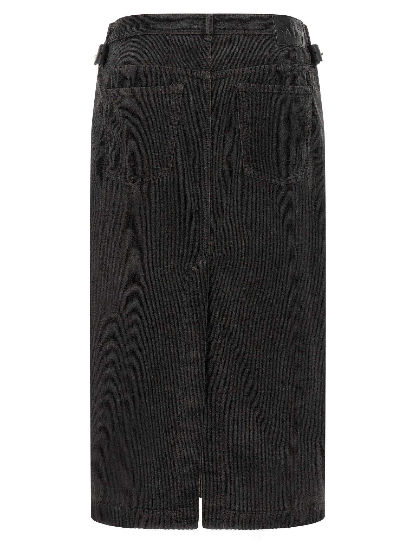 Pinko Corduroy Midi Skirt — Black, view 2