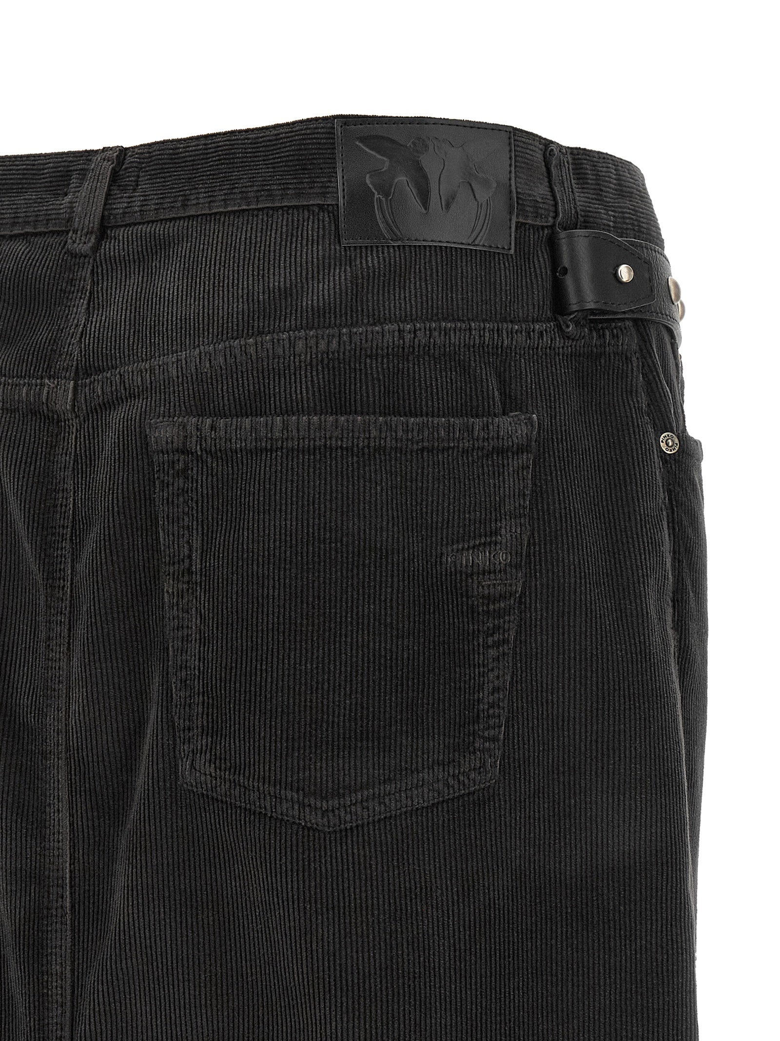 Pinko Corduroy Midi Skirt — Black, view 4