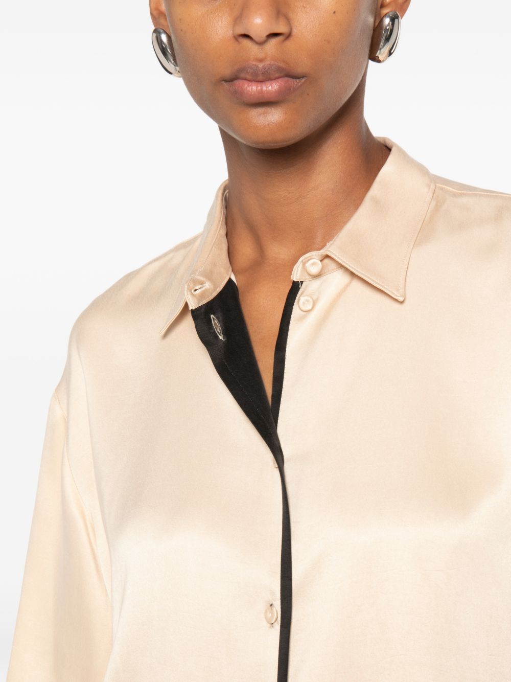 Forte Forte Contrast Trim Shirt — Cream, view 3