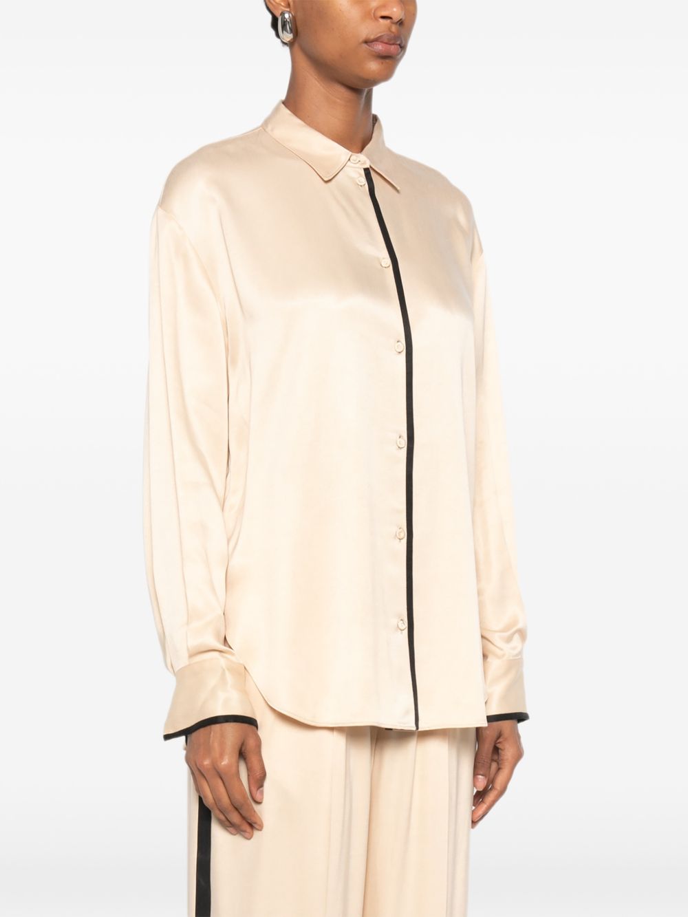 Forte Forte Contrast Trim Shirt — Cream, view 4