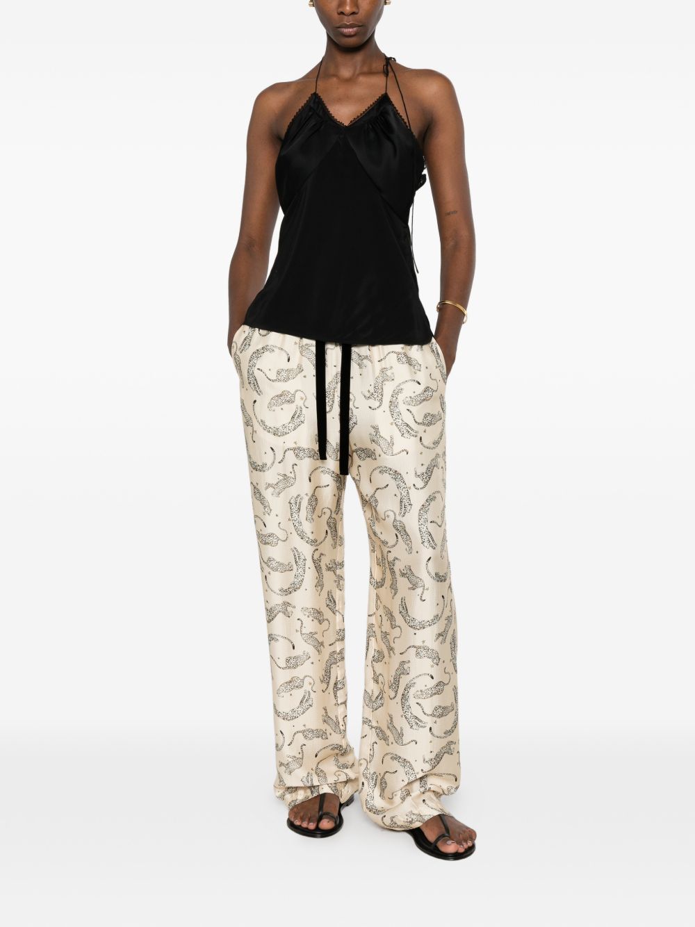 Forte Forte Paisley-Printed Drawstring Trousers — Cream, view 2