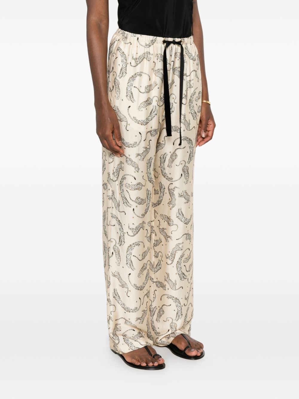 Forte Forte Paisley-Printed Drawstring Trousers — Cream, view 4