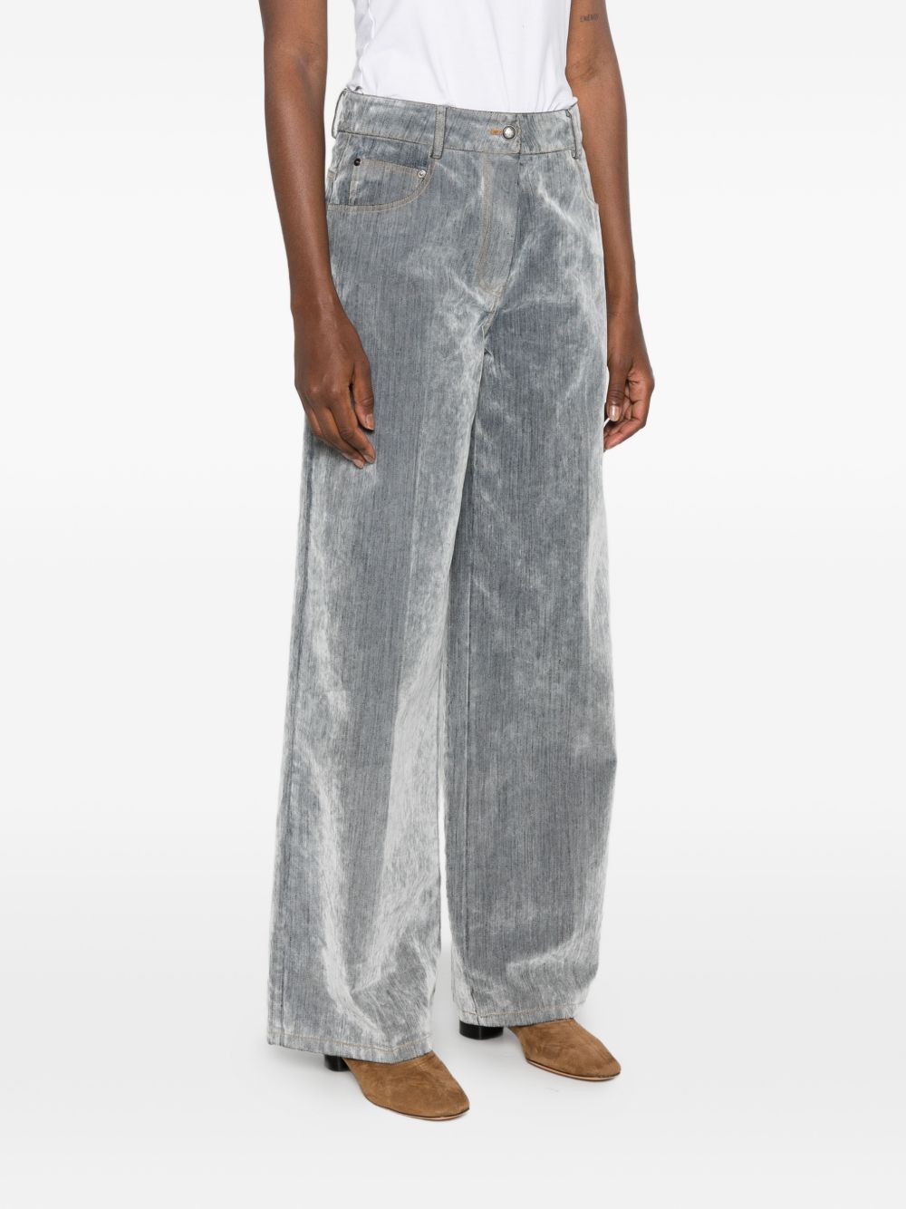 Forte Forte Wide-Leg Denim Jeans — Grey, view 3