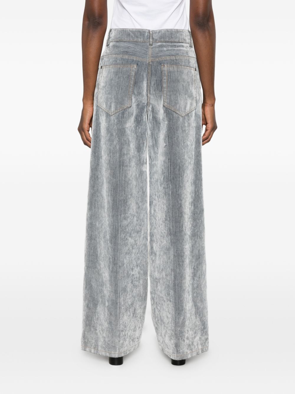 Forte Forte Wide-Leg Denim Jeans — Grey, view 5