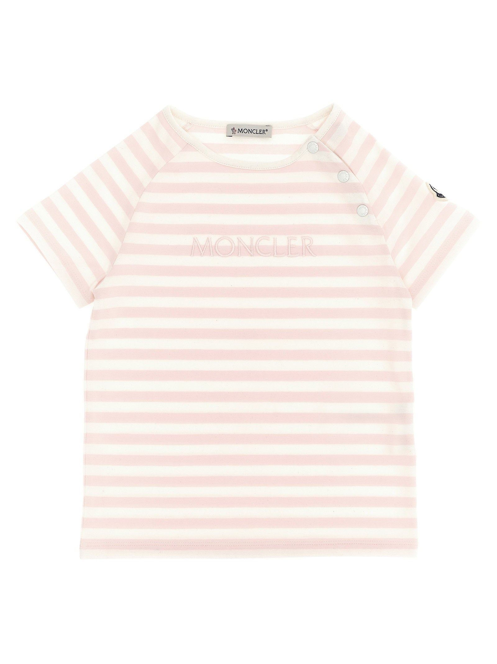 Moncler Enfant Striped Cotton Jersey T-Shirt — Pink by Moncler Enfant