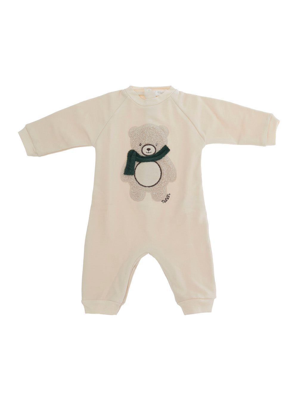 NanáN Bear-Embroidered Cotton Bodysuit — Beige by NanáN