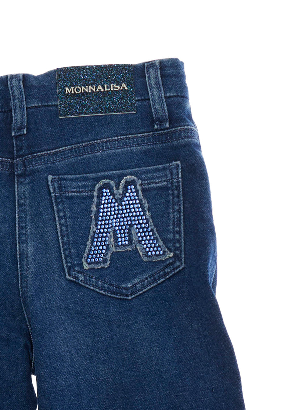 Monnalisa Five-Pocket Denim Jeans — Blue, view 2