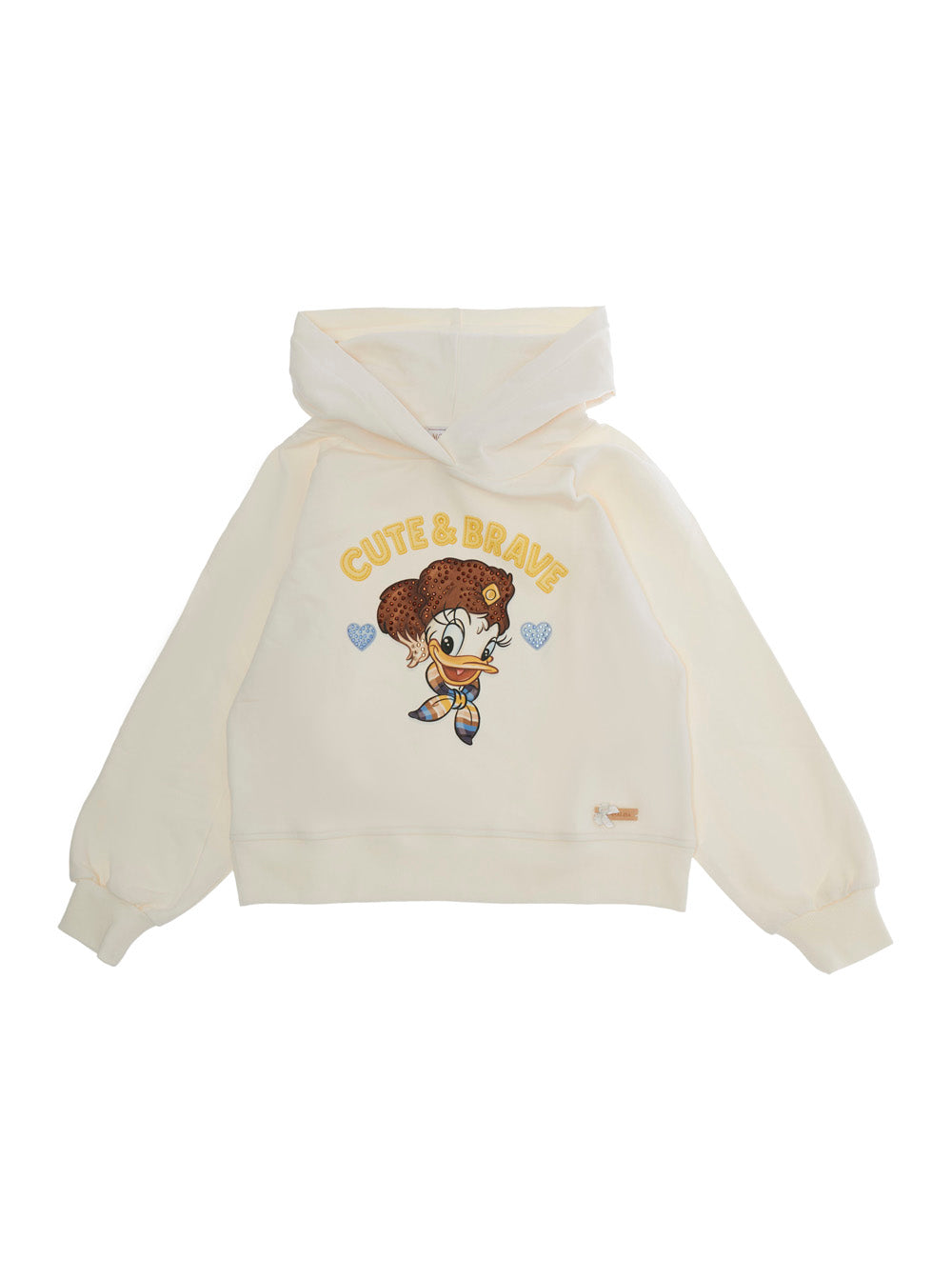 Monnalisa Hooded Logo-Print Cotton Sweatshirt — White by Monnalisa