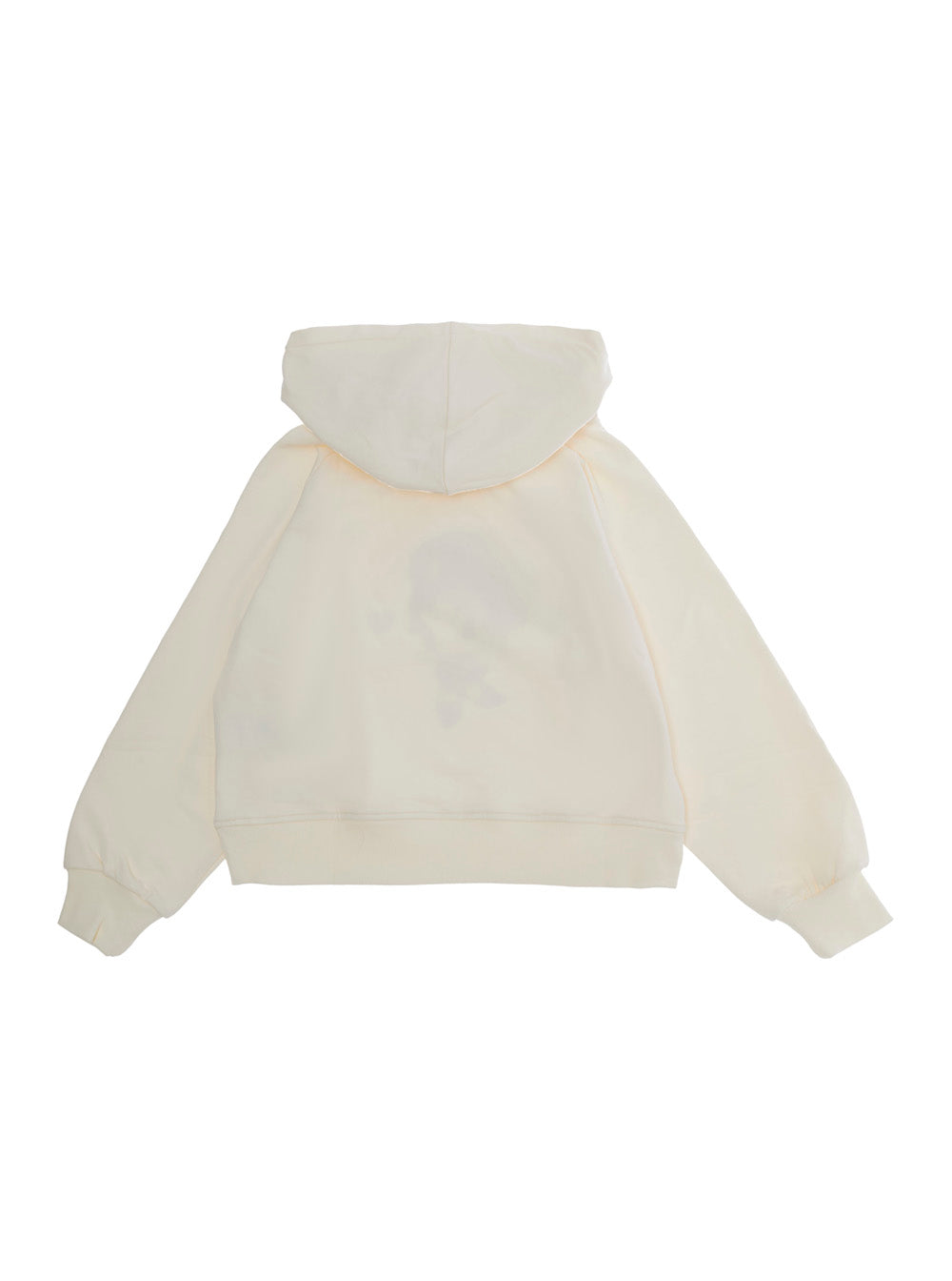 Monnalisa Hooded Logo-Print Cotton Sweatshirt — White, view 2