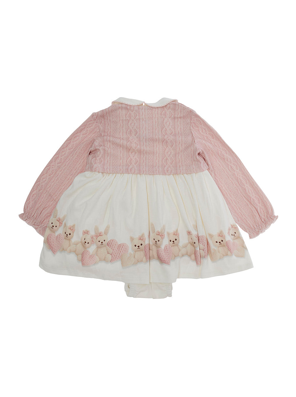 Monnalisa Striped Bamboo Cotton Blend Dress — Pink, view 2