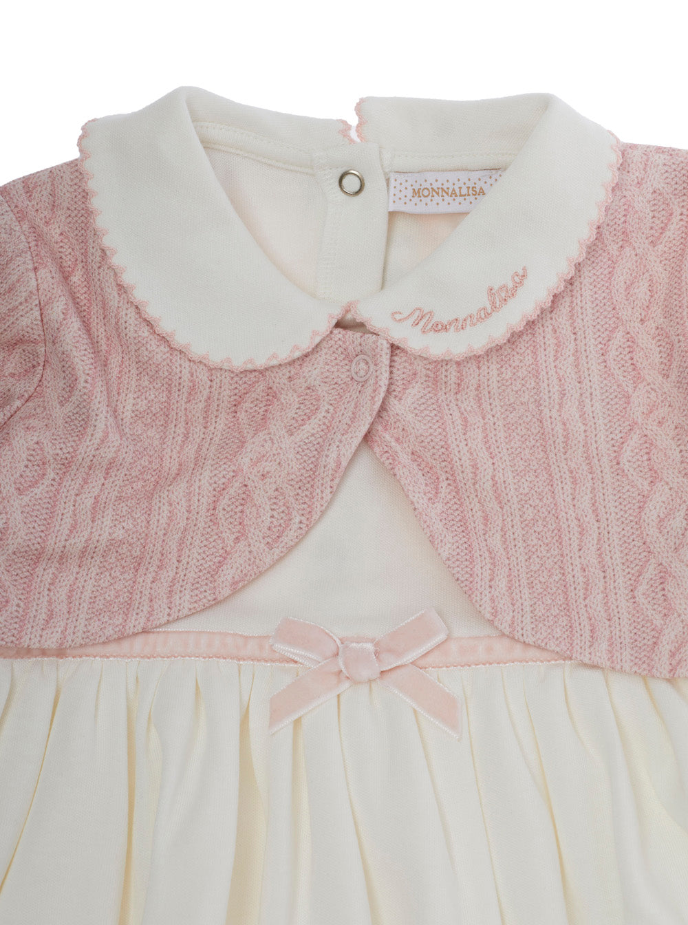Monnalisa Striped Bamboo Cotton Blend Dress — Pink, view 4