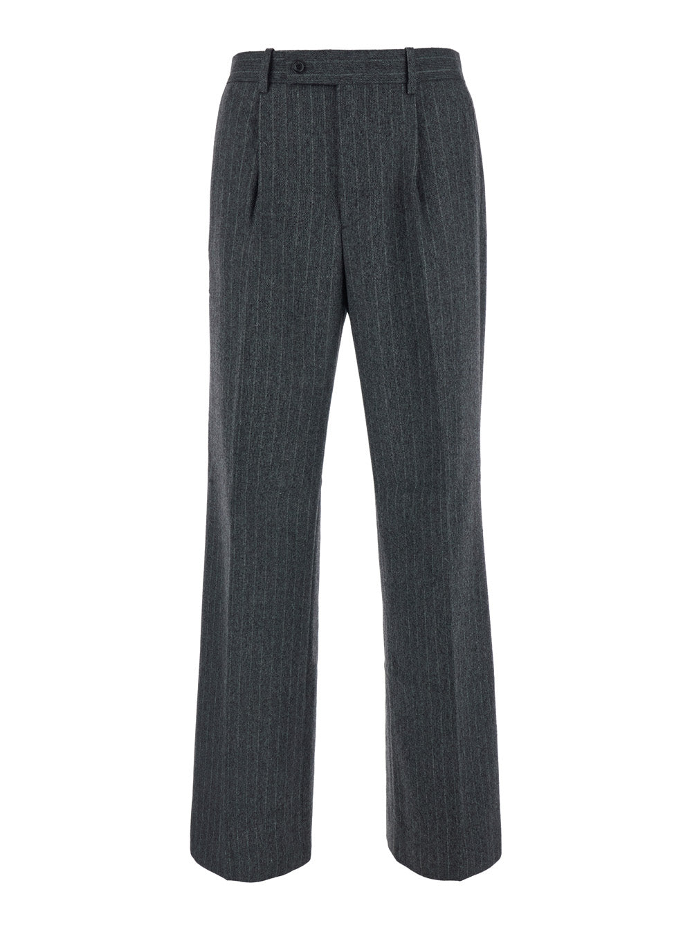 Tonywack Pleated Herringbone Wool Trousers — Gray by Tonywack