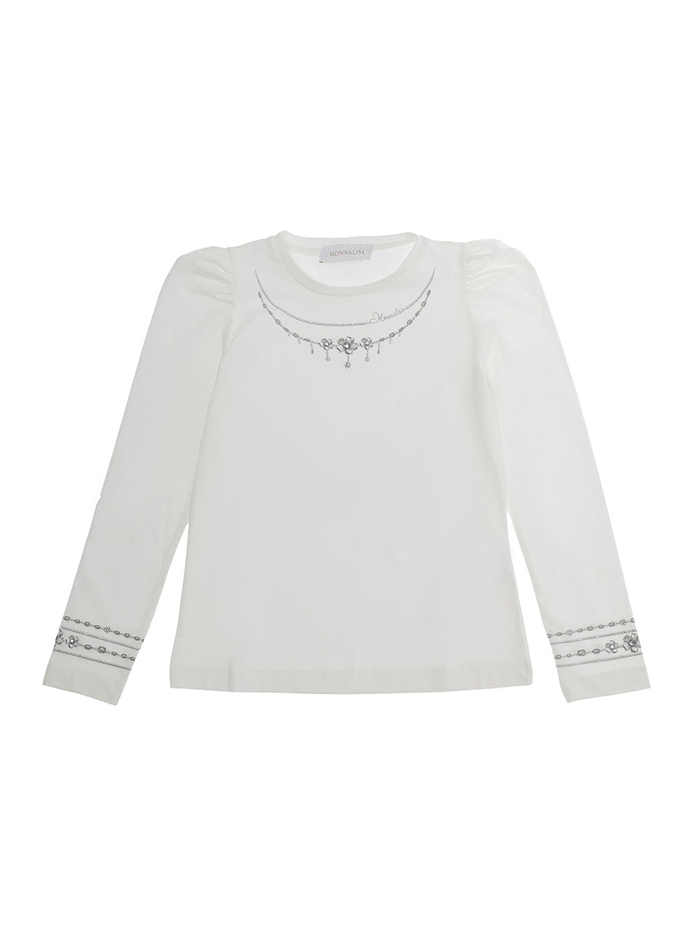 Monnalisa Strass-Embellished Top — White by Monnalisa