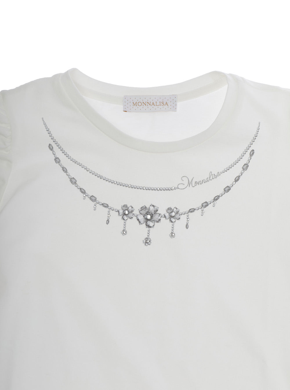 Monnalisa Strass-Embellished Top — White, view 3