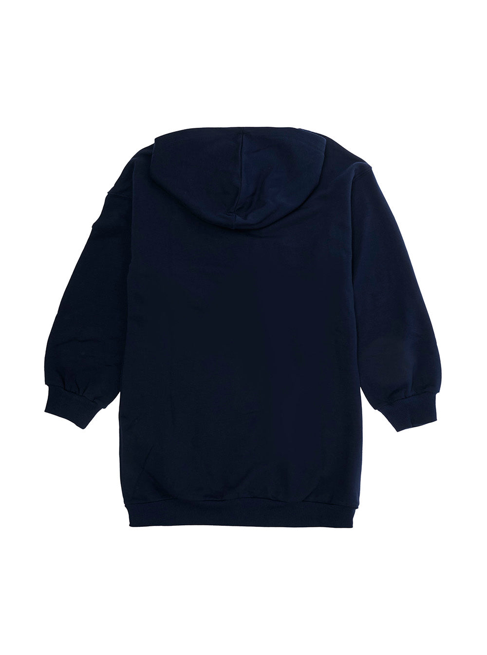 Monnalisa Cartoon Character Embroidered Hooded Sweatshirt Dress — Navy, view 2