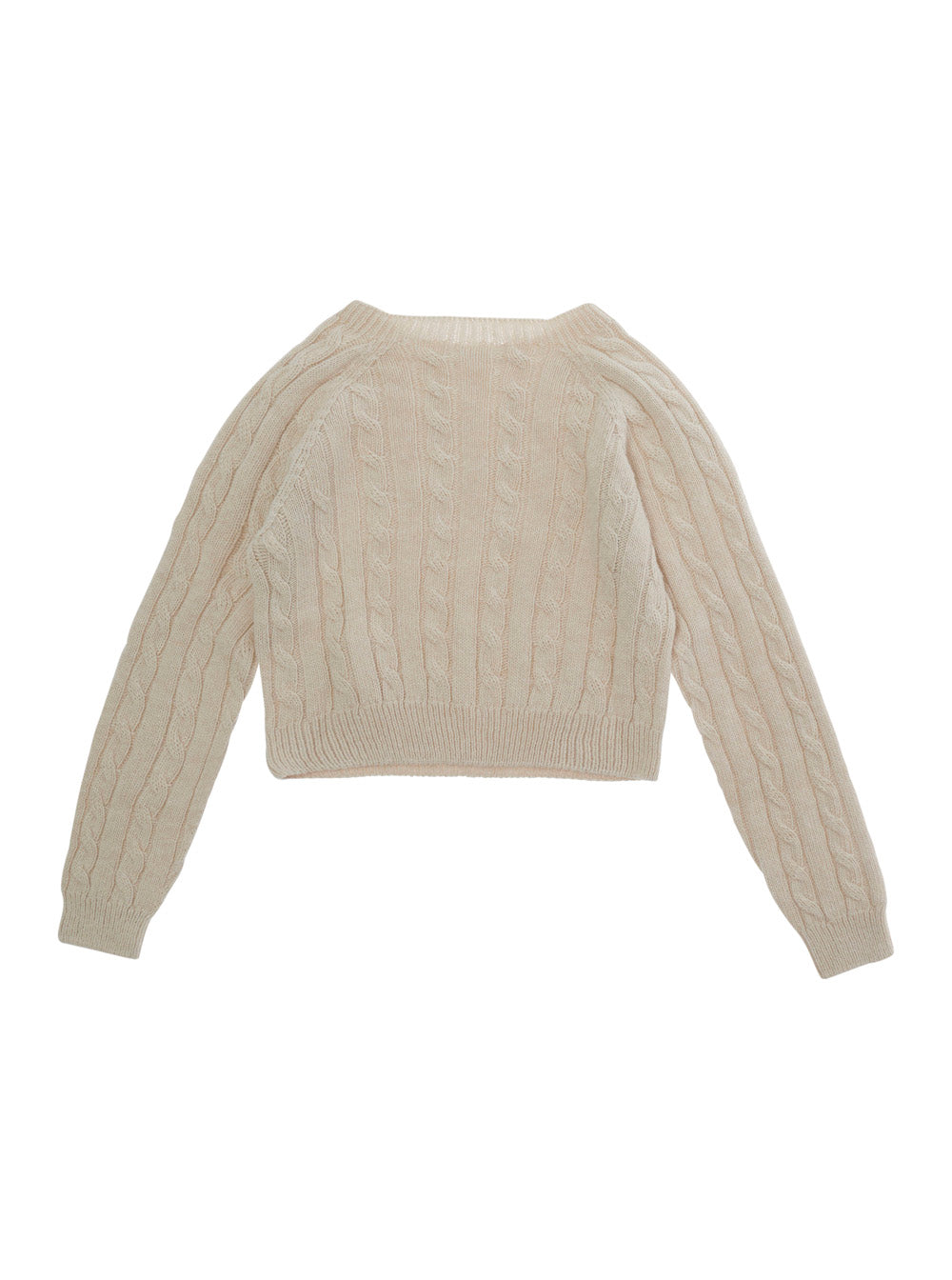 NanáN Cable-Knit Round Neck Sweater — Beige, view 2
