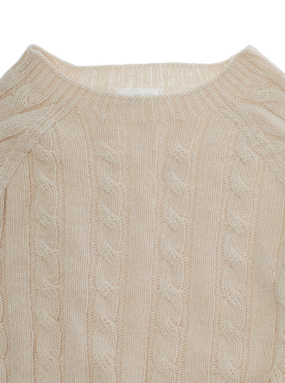 NanáN Cable-Knit Round Neck Sweater — Beige, view 3