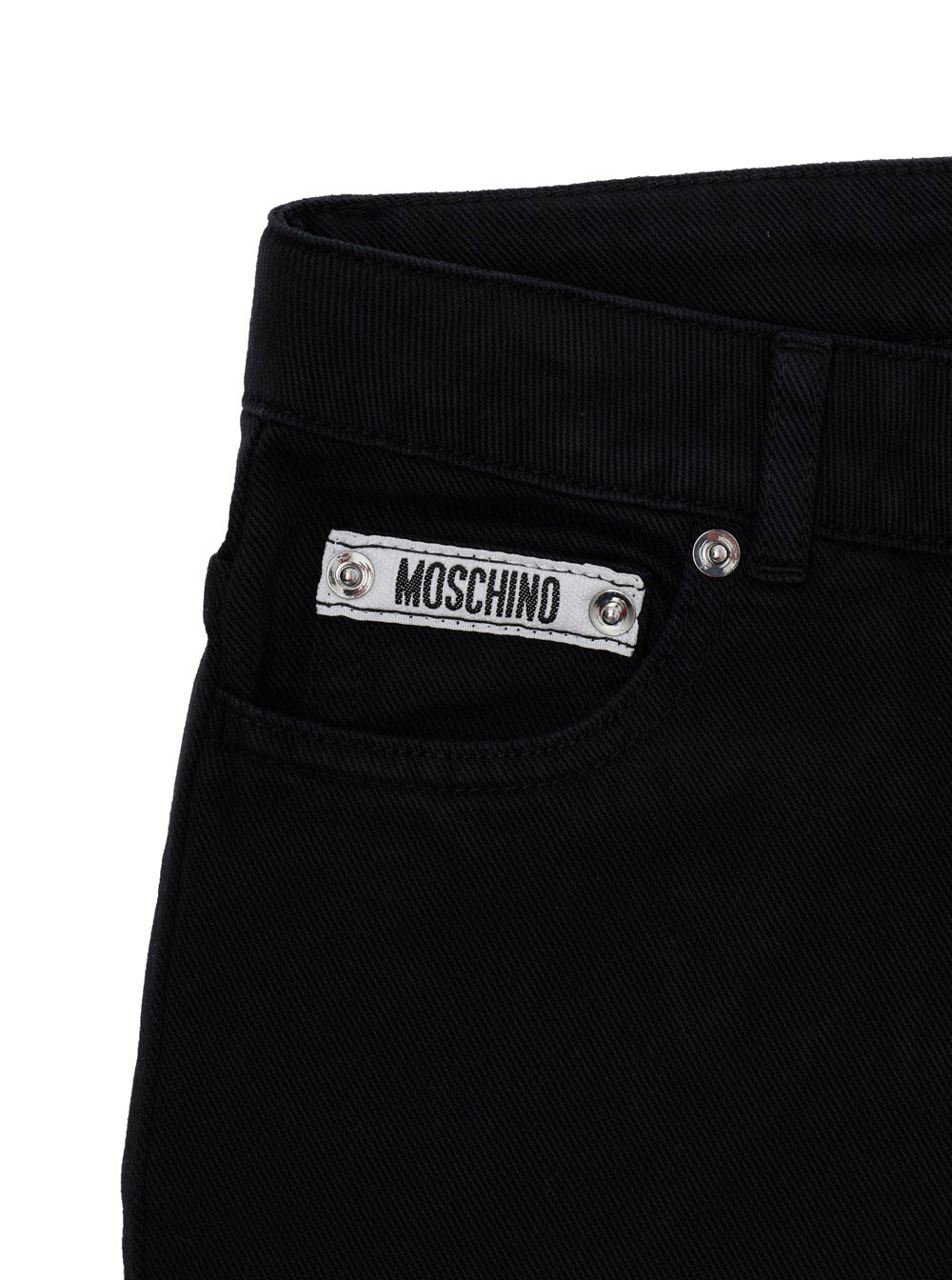 Moschino Logo Patch Cotton Trousers — Black, view 3