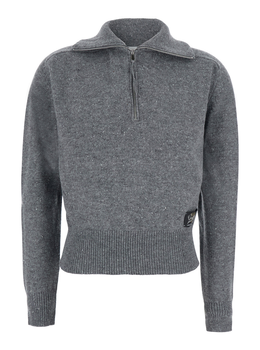 Grifoni Wool Half-Zip Pullover Sweater — Gray by Grifoni