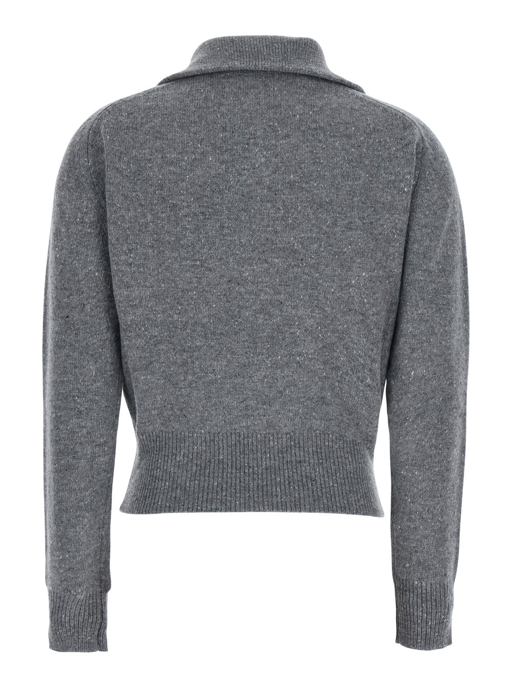 Grifoni Wool Half-Zip Pullover Sweater — Gray, view 2
