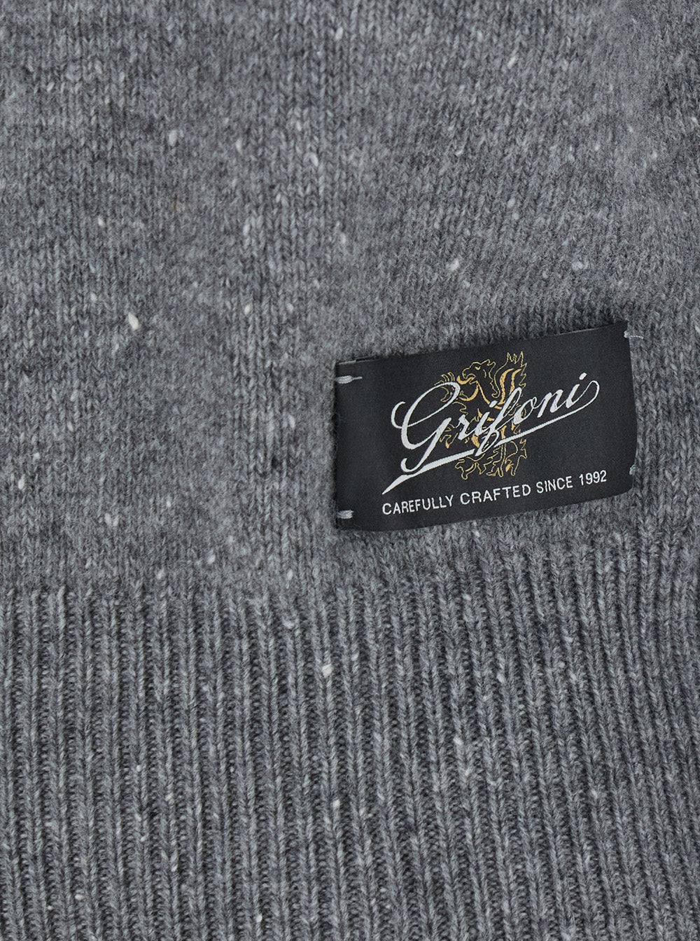 Grifoni Wool Half-Zip Pullover Sweater — Gray, view 3
